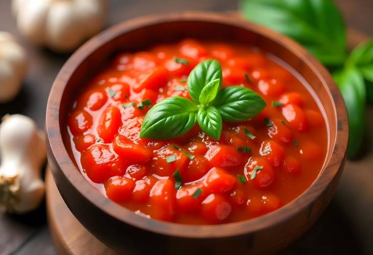 Vibrant Tomato Sauce with Garlic and Fresh Basil